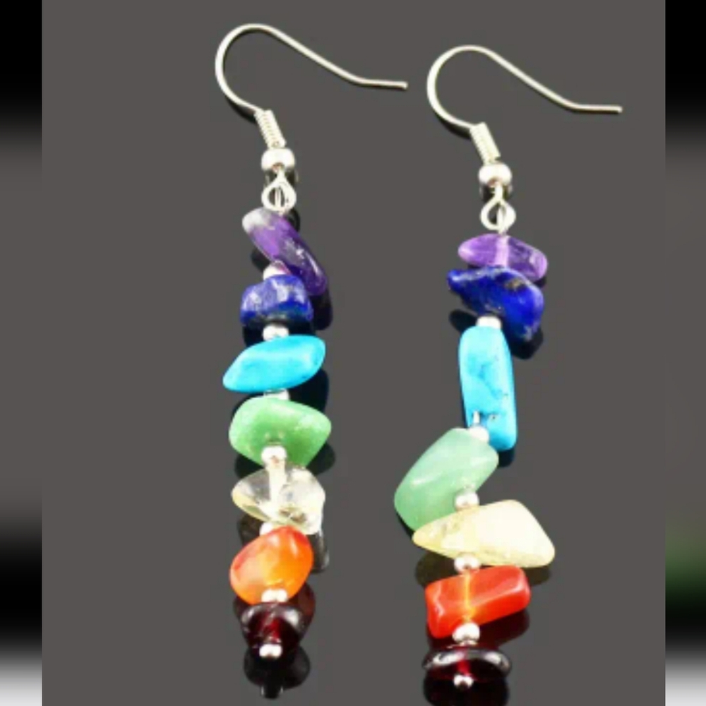 Handmade Multicolor Stone Drop Earrings